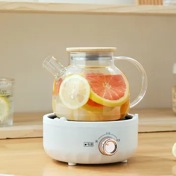  Электрическая кастрюля для сохранения здоровья 220 В 1Л, Стеклянный чайник для кипячения воды, Чайник для приготовления фруктового чая, десерта, мультиварка