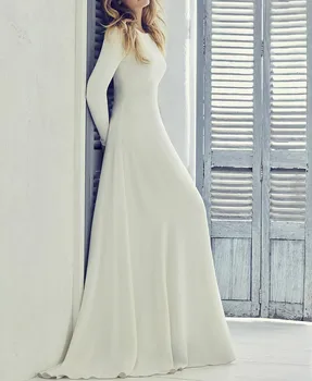  Свадебные платья белого цвета/цвета слоновой кости 2022, Бохо, Длинные рукава, Элегантное Корейское Лето, Большие Размеры, Атласные Свадебные платья Vestidos De Novia