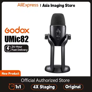  Godox UMic82 Профессиональный Записывающий Кардиоидный Конденсаторный Микрофон С Шумоподавлением, Подвесной Настольный Радиооборудование для Интервью