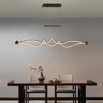  Современные светодиодные алюминиевые подвесные светильники для ресторана и бара в скандинавском стиле, простой светильник для спальни и кабинета, Креативная длинная художественная подвесная лампа
