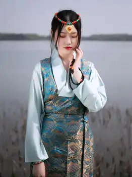  Весеннее Китайское Тибетское женское платье-Бола, комплект из двух предметов