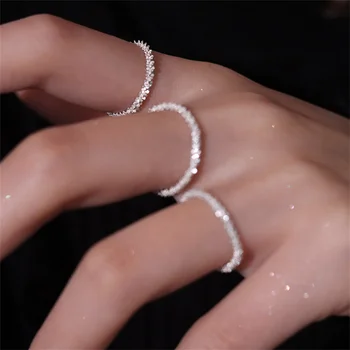  Модные Серебристые Сверкающие кольца для женщин и девочек В корейском Простом стиле, Универсальные декоративные компактные кольца на указательный палец, ювелирные изделия