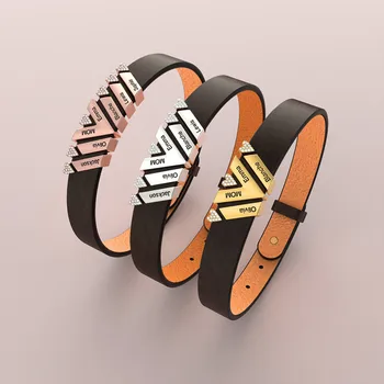  Новые Именные V-образные семейные кожаные браслеты с гравировкой Имени для мамы 팔찌 pulseira