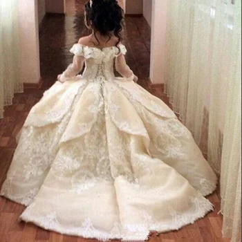  Платья с цветочным узором для девочек на Свадьбу, Прозрачные платья с кружевной аппликацией на спине, Нарядные платья для девочек, платья Принцесс