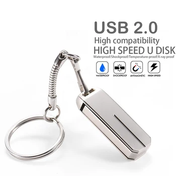  Бесплатный Пользовательский Логотип USB Флэш-накопители 128 ГБ Брелок Подарочная Ручка 64 ГБ Серебряная Флешка 32 ГБ Водонепроницаемый U-диск 16 ГБ USB-накопитель 8 ГБ