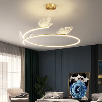  Светильник для гостиной с бабочкой, минималистичный современный модный подвесной светильник для ресторана, креативное украшение, линия освещения спальни, круговой светильник