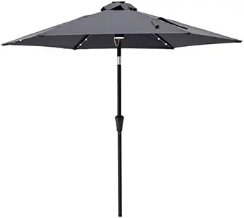  настольный зонт ft для уличного рынка с солнечной светодиодной подсветкой и наклоном, черный