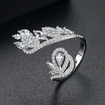  HIBRIDE Angel Promise Белое золото Огранка Маркиза AAAAA CZ Крылья Обручальное кольцо Кольца Для женщин Вечерние ювелирные изделия R-200