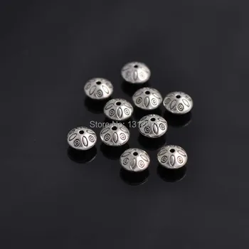  Круглый шарм из тибетского серебряного сплава, разделительные бусины, Металлические бусины, принадлежности для изготовления ювелирных изделий 9x6 мм 25 шт., YTC0060