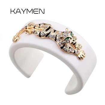  Каймен, новый браслет-манжета из смолы в виде тигра в стиле животных, модный милый браслет с эмалью для женщин и девочек