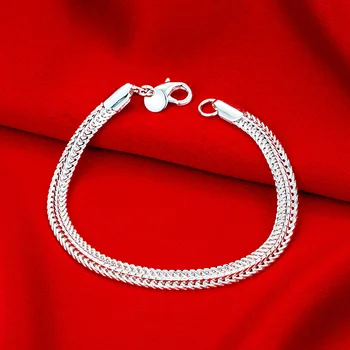  оптовая продажа Браслет из стерлингового серебра 925 пробы в стиле змеи, милая цепочка, женская, мужская, благородная мода, очаровательные ювелирные изделия, свадебная вечеринка