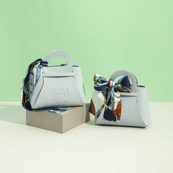  Коробка конфет в стиле ленточной сумочки, Европейские креативные свадебные сумки для конфет, сумка для конфет из искусственной кожи с тиснением 