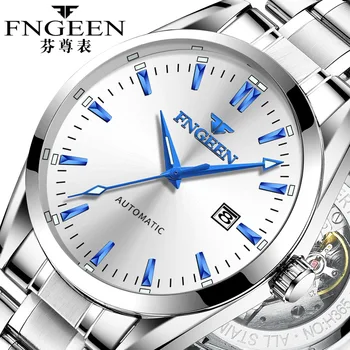  Роскошные Мужские часы FNGEEN, Наручные Часы с Датой, Высококачественные Водонепроницаемые Механические часы с автоматическим Выдалбливанием, Relogio Masculino