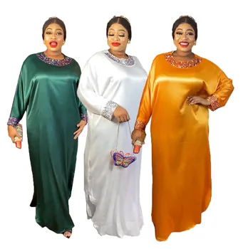  Африканские платья для женщин, Лето 2023, Элегантное Африканское Женское Длинное Платье с Круглым вырезом и Длинным рукавом, Расшитое Блестками, Макси-Платье, Африканская Одежда
