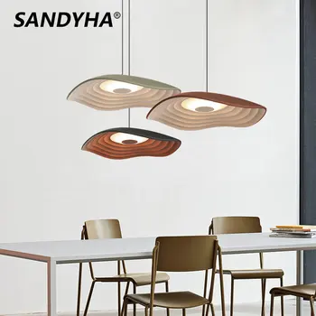  SANDYHA Nordic Винтажная светодиодная люстра в виде листьев смолы, домашний декор, подвесные светильники для гостиной, столовой, Дизайнерский светильник для внутреннего освещения