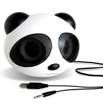  Мини Портативная Дорожная Колонка Panda с разъемом USB Audio Jack 3,5 мм, Звук Hi-FI, Мультимедийные Колонки для Ноутбука