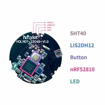  Holyiot nRF52810 ibeacon tag Акселерометр SHT40 Датчик температуры И Влажности Bluetooth 5.0 низкоэнергетический Модуль Eddystone beacon