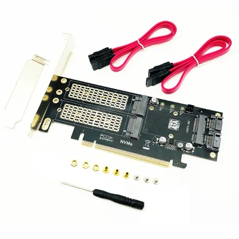  Riser Card M2 NVMe SSD NGFF к PCIE 3,0x16 Адаптер для майнинга Chia Поддержка M Key NVME SSD B Ключ M.2 SATA SSD mSATA 3в1 Адаптер
