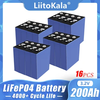  16шт LiitoKala Lifepo4 3,2 v 200Ah Класс A Новая Аккумуляторная батарея Lifepo4 3,2 v 200ah, подходит для солнечной батареи 12v 200ah