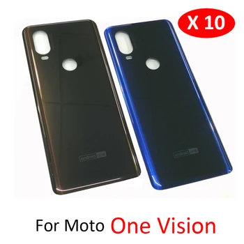  Задняя стеклянная крышка для Motorolla Moto One Vision XT1970, оригинальный телефон, новый корпус, крышка батарейного отсека, задняя стеклянная панель с клеем 10