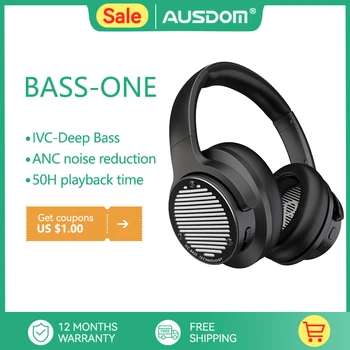 AUSDOM BASS ONE Super Bass Беспроводная Гарнитура Bluetooth5.0 ANC Наушники С Глубокими Басами Hi-Fi Вечерние Экспертные DJ Музыкальные Наушники
