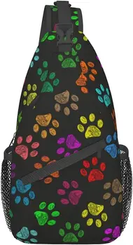 Собачьи цветные следы, повседневный диагональный рюкзак для любителей собак для мужчин и женщин, вмещающий косметику, мобильные телефоны и так далее