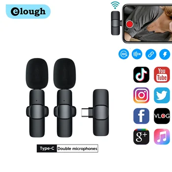 Беспроводной микрофон Elough, игровой Мини-микрофон с умным шумоподавлением, подходит для микрофона мобильного телефона iPhone Type-C