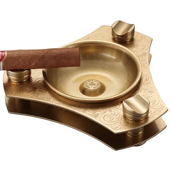  Пепельница для сигар Винтажное Античное Латунное украшение Большой Огнетушитель для сигар Подарочная коробка Упаковка Аксессуары для курения
