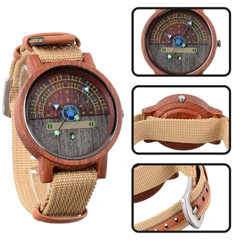  Модные Роскошные Мужские Кварцевые Парные часы с деревянным круглым Циферблатом, холщовый ремешок, Светящиеся Повседневные наручные часы