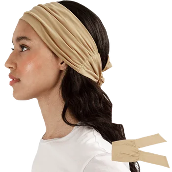  Отрегулируйте размер, Новая повязка для йоги с узлом для женщин, спортивная лента для волос, Женская хлопковая широкая повязка на голову, однотонный шарф для девочек, Тюрбан-Бандо