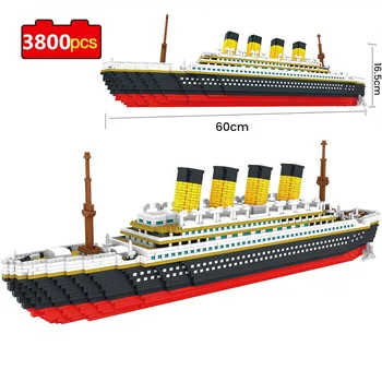  3800шт Титаник 3D Микро Строительные блоки Кирпичи Большой Круизный лайнер Лодка DIY Мини Алмазные блоки Кирпичи Развивающая игрушка для детей