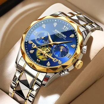  2023 Новый Модный Хронограф Синие Мужские часы Лучший бренд Класса Люкс С бриллиантами, Золотом, Нержавеющей Сталью, Водонепроницаемые Спортивные Деловые Наручные часы