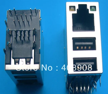  оптовые продажи Модульный сетевой штекер с двойным USB-разъемом LED RJ45