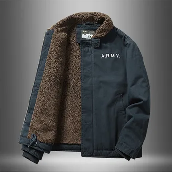  Wram 2021 Ветрозащитная куртка из овечьей шерсти, короткое пальто, мужская зимняя флисовая куртка с утолщенным меховым воротником, мужская