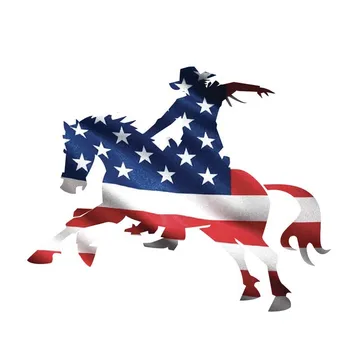  Креативная наклейка на автомобиль с американским флагом, ковбой, забавная наклейка на лошадь, ПВХ 15 см