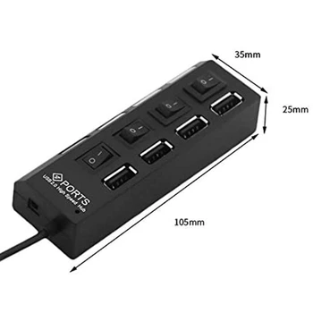  4 Порта USB-концентратор-разветвитель USB 2,0 Концентратор светодиодный с 4 переключателями включения/выключения для планшетного ноутбука