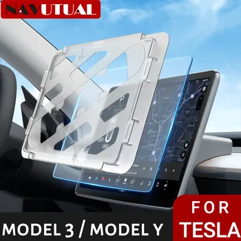  NAVUTUAL Для Tesla Модель 3 Модель Y Закаленное Стекло Полное Покрытие для Автомобиля Tesla Модель 3 Y Защитная Пленка для Экрана Центральной Консоли Аксессуары