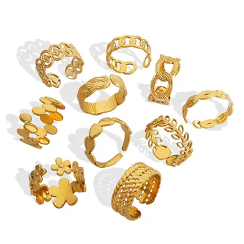  Amaiyllis 18-Каратное золото, Винтажное Многослойное Открытое Кольцо, Индивидуальное Модное Кольцо на указательный палец Для женщин, ювелирные изделия