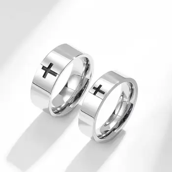  Jiayiqi Модное мужское кольцо с крестом Из нержавеющей стали, Простые кольца для пары, Ювелирные изделия с Иисусом Христом, Обручальный свадебный подарок