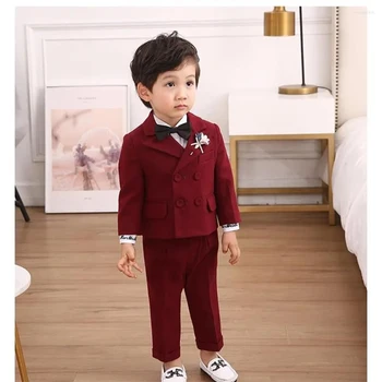  Роскошный костюм для мальчика на свадьбу 2023, Двубортный детский блейзер, брюки, Элегантный комплект, приталенная посадка, высокое качество для малышей