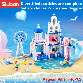  Sluban Building Block Toys Girls Dream Вилла на Эгейском море 446 шт. Кирпичи B0868 Friends Holiday Inn Совместимы С ведущими брендами
