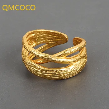  QMCOCO Серебряные кольца для женщин, креативные ювелирные изделия, Винтажное многослойное кольцо ручной работы в стиле панк с обмоткой, аксессуары для вечеринок, подарки