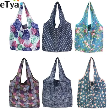  ETya Складная сумка для покупок, Женская сумка для путешествий, продуктовые сумки через плечо, Эко Многоразовая сумка для хранения цветов, фруктов, овощей