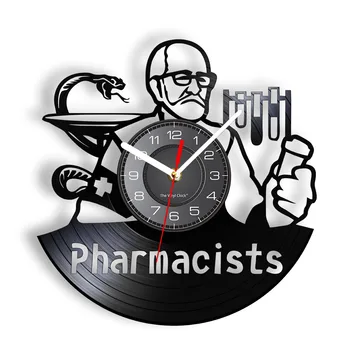  RX Symbol Фармацевты Виниловая пластинка Настенные часы Бесшумные Не Тикающие Часы Часы Для спальни Аптека Настенное искусство Медицинский Домашний декор