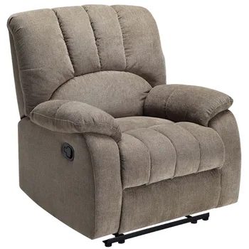  Кресло для отдыха MS с удобными подушечками в карманах - серый/коричневый