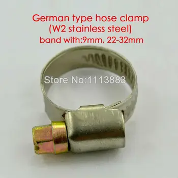  22-32 мм W2 из нержавеющей стали в немецком стиле, ширина ленты 9 мм, зажимы для шлангов, зажим для труб
