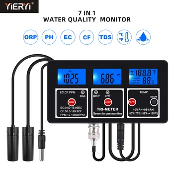  7 в 1 Измеритель PH EC TDS Temp ORP CF Многопараметрический Монитор качества воды Онлайн Ацидометр США/ЕС Штекер для Аквариумного Бассейна