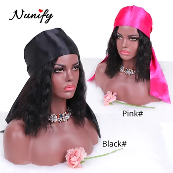  Nunify Атласная Повязка на голову с оберткой по краю, Лента для волос, Доступные Обертывания Для волос, Черный Розовый Шарф для парика