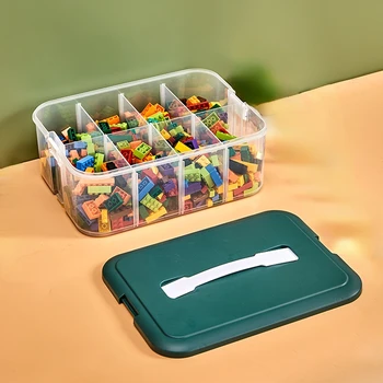  Штабелируемый Органайзер для игрушек, чехол для хранения, Совместимый со строительным блоком Lego, Портативная регулируемая коробка с ручкой для переноски
