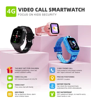  Смарт-часы для ребенка Глобальная 4G SIM-карта 4G Смарт-часы с камерой для видеочата Для мальчиков и девочек Умные часы с подарочной коробкой